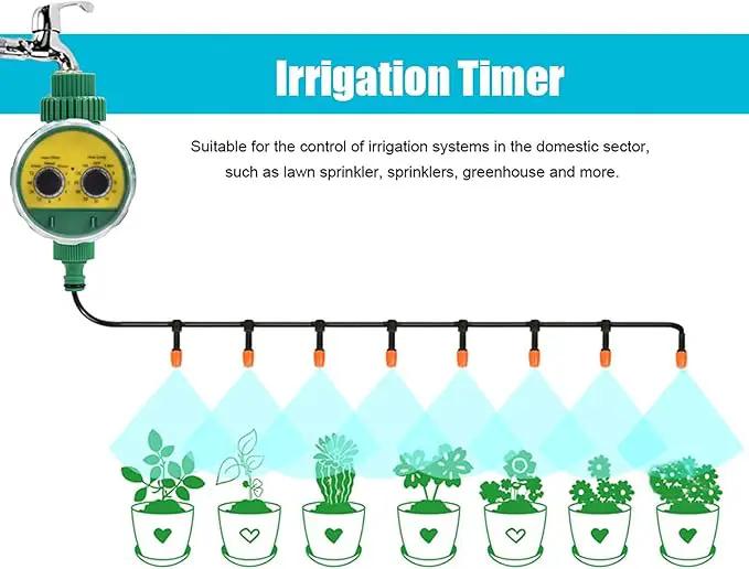 Automatic Irrigation Timer, Green ABS Multi Function Two Dial Automatic Electronic Watering Timer Garden Irrigation Controller for Roof Garden Balcony Villa Garden Outdoor Automatic Sprinkler System by GreenHaven Gardens