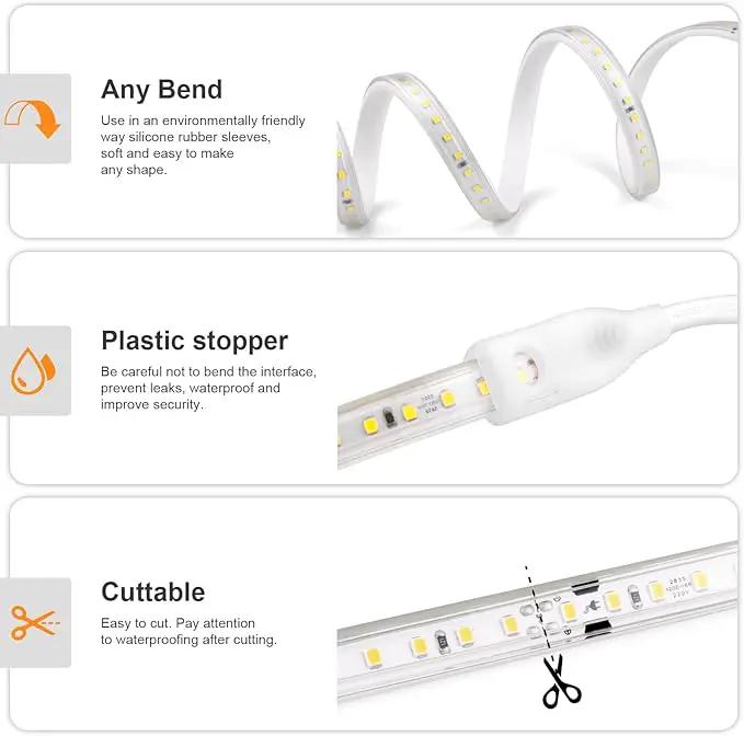 AIMENGTE Outdoor LED Strip Lights Waterproof, AC 110V, 1200LEDs, 6500k LED Rope Bright Lights for Garden, Patio, Indoor Under Cabinet Home Christmas Decoration(32.8ft, Cool White) by GreenHaven Gardens
