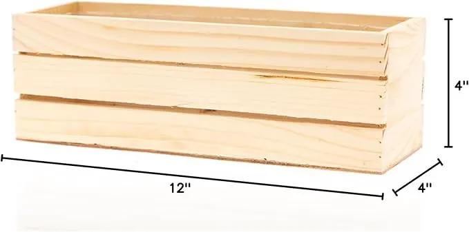 Wood Planter Box with Wine Crate Styled, 12x4 Inch Rectangular, Rose Wood, Plastic Liner, Garden Centerpiece Display, Wedding Flowers Holder, Home and Venue Decor (12x4 Wine Crate Set of 4, Rose Wood) by GreenHaven Gardens
