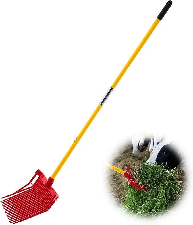 VEVOR Manure Fork, 18 Angled Tines, Horse Manure Rake with Long Fiberglass Handle, 61 in Durable Plastic Pitchfork Muck Rake Tool for Gardening Horse Stall Stable Grass Hay Cleaning Farm Work by GreenHaven Gardens