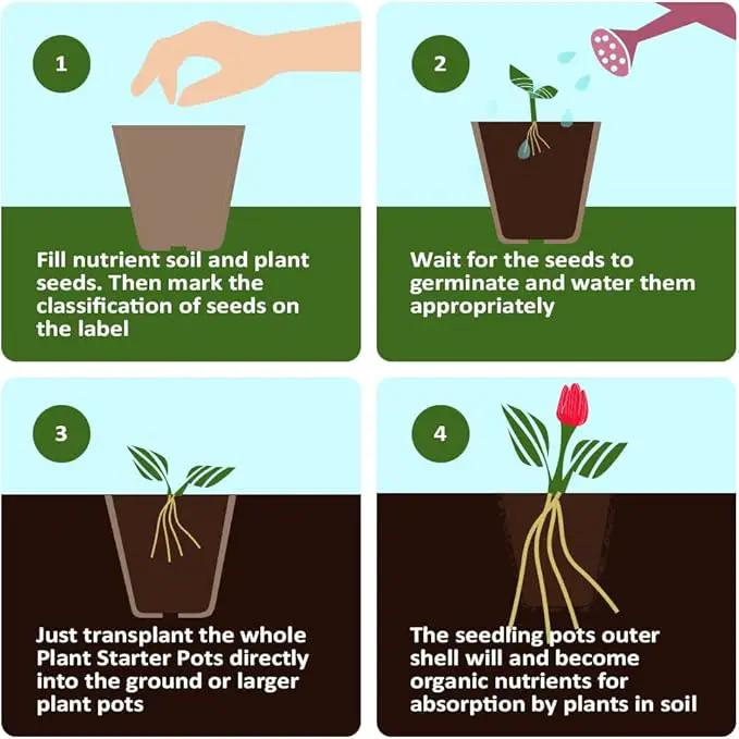 126 Packs Square Peat Pots, 3.15 Inch Seed Starting Pots with Drainage Holes Square Nursery Pot,Biodegradable Eco-Friendly Round Plant Seed Starter Peat Germination Seedling Trays by GreenHaven Gardens