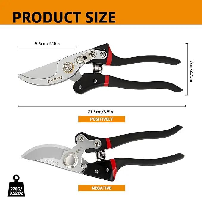 Pruning Shears, 8.5" Professional Garden Shears, SK5 Steel Hedge Clippers, Garden Clippers Handheld, Heavy Duty Garden Scissors Tools, Pruning Shears for Gardening Yard Roadside by GreenHaven Gardens