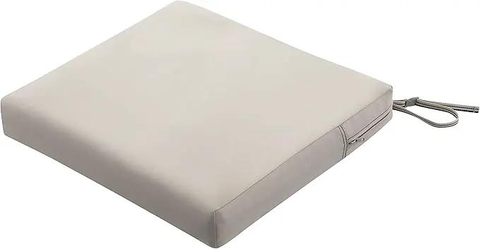 Classic Accessories Ravenna Water-Resistant 21 x 21 x 3 Inch Patio Seat Cushion, Mushroom, Chair Seat Cushion by GreenHaven Gardens