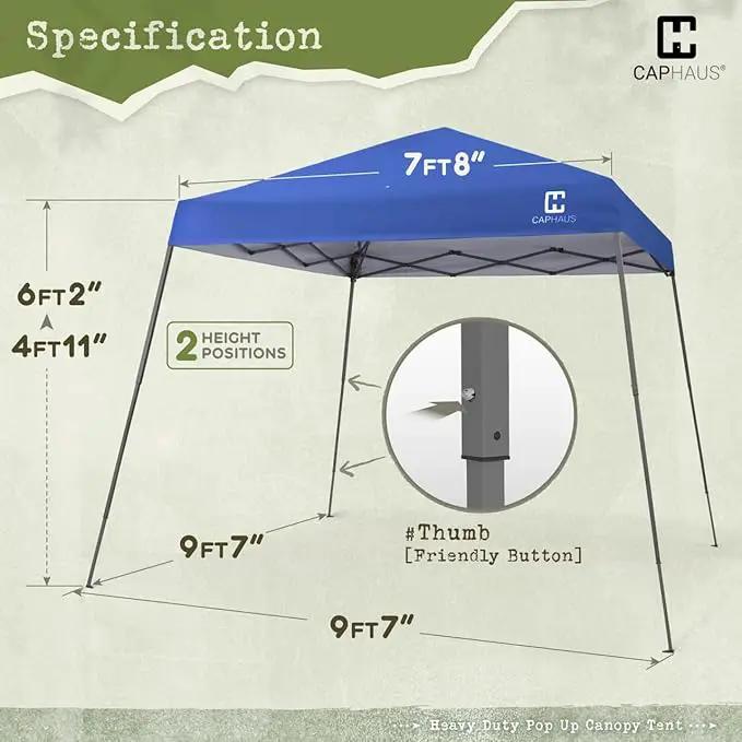CAPHAUS One-Push Pop Up 8x8 Canopy Tent, Heavy-Duty Commercial Grade with Central Lock, Portable Instant Folding Shelter with10x10 Base, Perfect for Outdoor Beach Canopy, Blue by GreenHaven Gardens