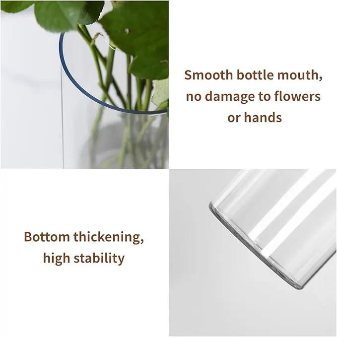 Clear Flower Vase, Non-breakable Vases, 6" W x 14" H, Acrylic Vase, Aesthetic Room Decor Cylindrical Modern Flower Vases for Table Centerpiece, Home Decor, Women Floral Arrangement Gift by GreenHaven Gardens