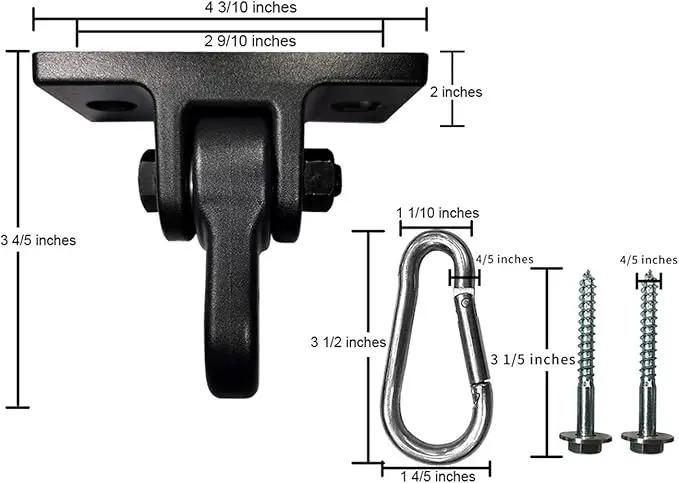 Heavy Duty Black Swing Hangers Screws Bolts Included Over 5000 lb Capacity Playground Porch Yoga Seat Trapeze Wooden Sets Indoor Outdoor (4 Pack) by GreenHaven Gardens