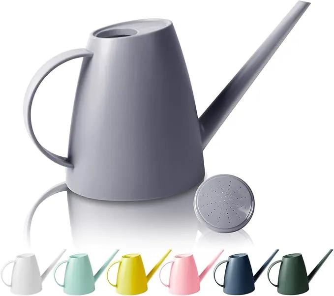 Watering Can for Indoor Outdoor Plants, Modern Small Watering Cans with Removable Nozzle, Long Spout Watering Can for Indoor Bonsai Plants Garden Flowers 1/2 Gallon 1.8L 60OZ (Gray) by GreenHaven Gardens