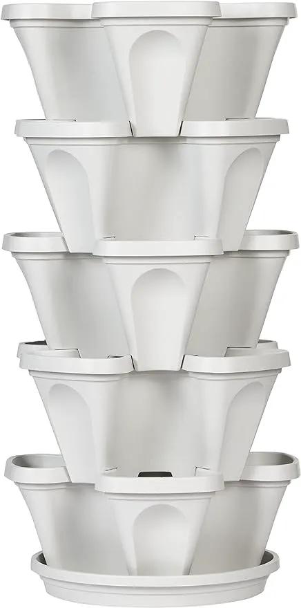 Mr. Stacky 5 Tier Stackable Strawberry, Herb, Flower, and Vegetable Planter - Vertical Garden Indoor/Outdoor by GreenHaven Gardens