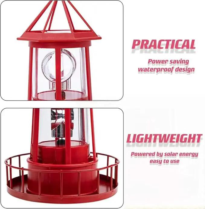 LED Solar Powered Lighthouse, 360 Degree Rotating Lamp Courtyard Decoration Waterproof Garden Smoke Towers Statue Lights for Outdoor Patio Garden Pathway by GreenHaven Gardens