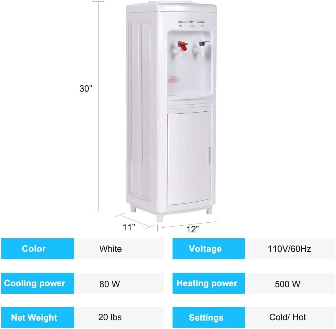 5 Gallons Hot and Cold Water Cooler Dispenser with Child Safety Lock by DirectDeals