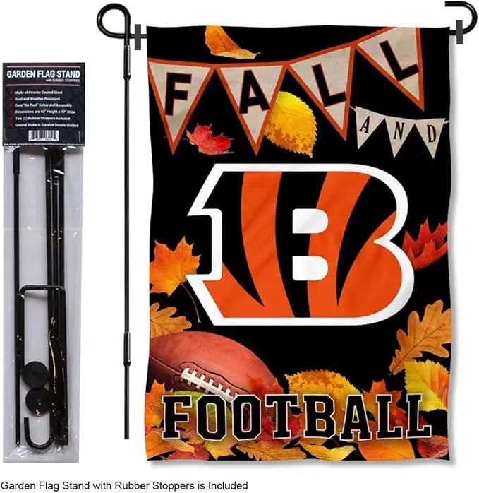 WinCraft Bengals Fall Seasonal Garden Flag and Flagpole Mount by GreenHaven Gardens