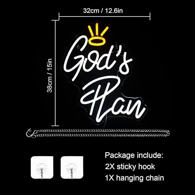 WLHOPE God's Plan Neon Sign White Led Neon Signs for Wall Decor, God Neon Signs USB Powered Letter Neon Light Signs for Bedroom Living Room Home Bar Wedding Party Decoration by GreenHaven Gardens
