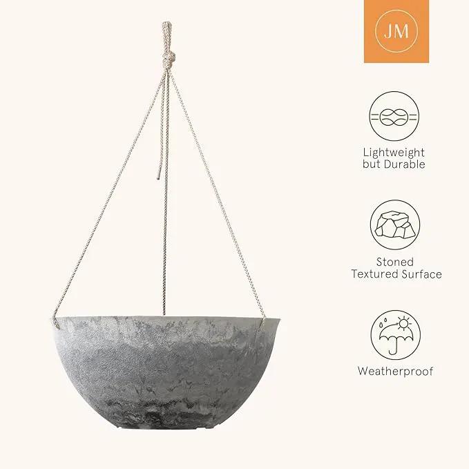 LA JOLIE MUSE Large Hanging Planters for Indoor Outdoor Plants, Hanging Flower Pots Marble Pattern (13.2 Inch,Set of 2) by GreenHaven Gardens