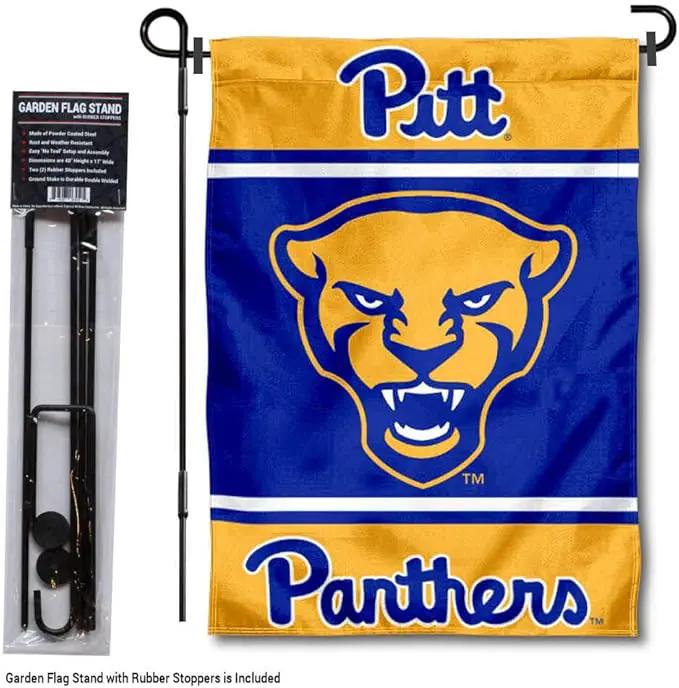 College Flags & Banners Co. Pittsburgh Panthers Garden Flag with Stand Holder by GreenHaven Gardens