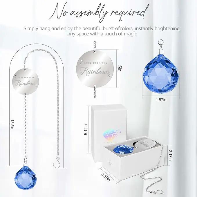 Memorial Gifts for Loss of Loved One, Unique Sympathy Gift Idea Navy Blue Crystal Ball Window Suncatcher, Rainbow Bereavement Grief Gift Box for Loss of Mom Dad Husband Son Daughter by GreenHaven Gardens