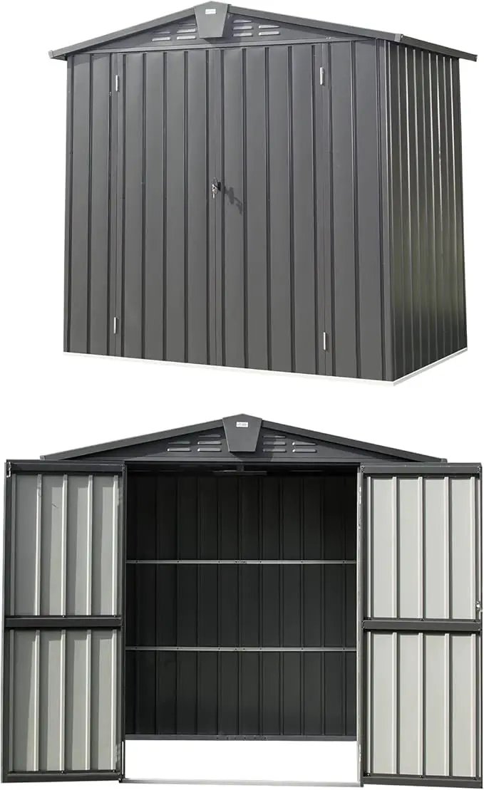 Domi 10’ x 8’ Outdoor Storage Shed, Metal Sheds Tool Storage Gable Roof with Lockable Door & Air Vents, Outdoor Galvanized Steel Sheds for Backyard,Garden,Patio,Lawn by GreenHaven Gardens