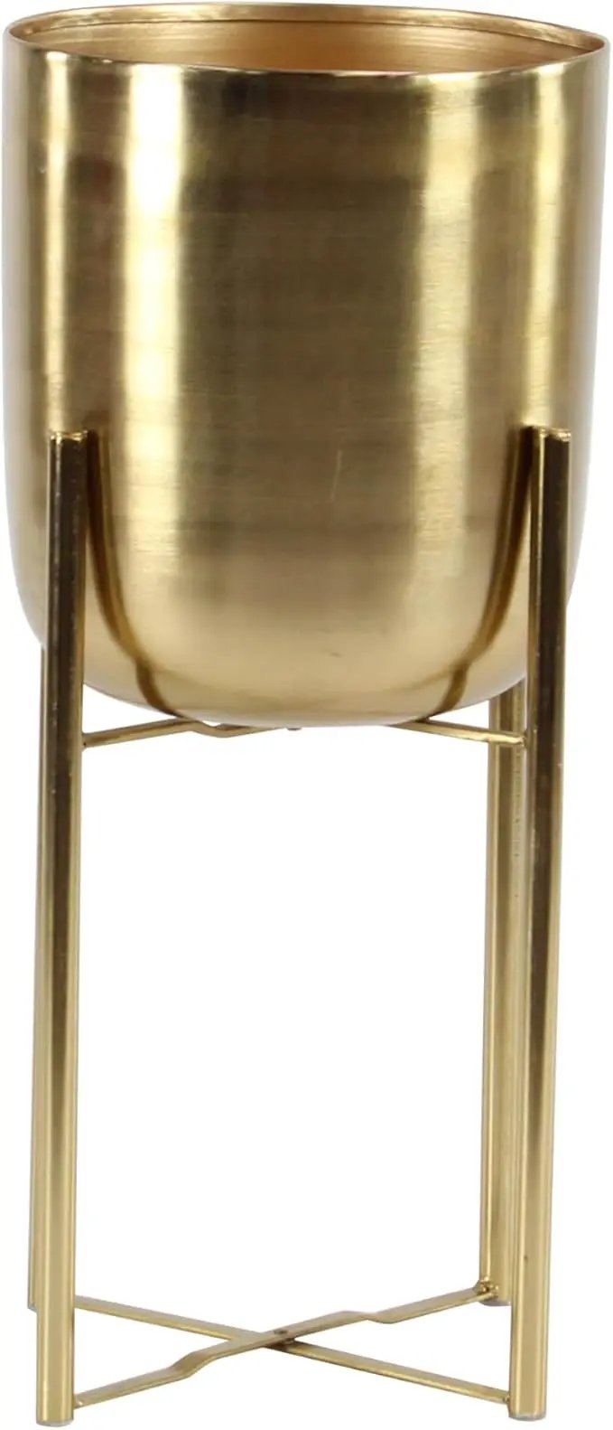 CosmoLiving by Cosmopolitan Metal Indoor Outdoor Planter Dome Large Planter Pot with Removable Stand, Set of 2 Planters 19", 22"H, Gold by GreenHaven Gardens