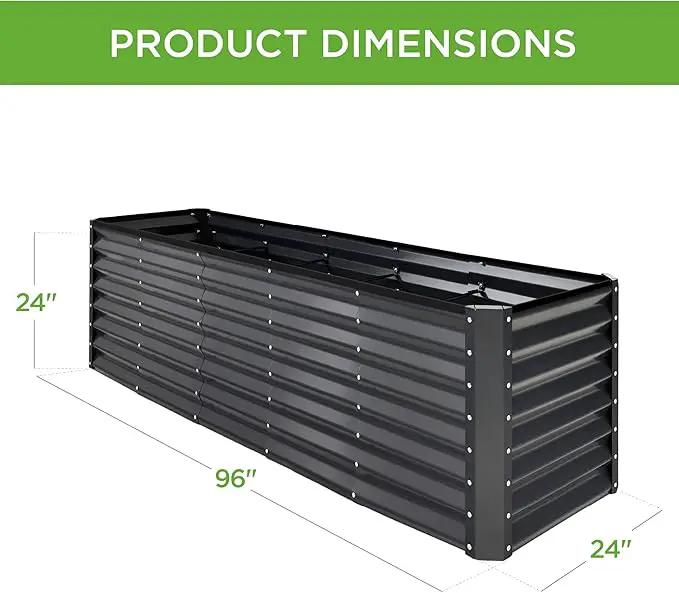 Best Choice Products 8x2x2ft Outdoor Metal Raised Garden Bed, Rectangular Deep Root Planter Box for Vegetables, Flowers, Herbs, and Succulents w/ 239 Gallon Capacity - Gray by GreenHaven Gardens