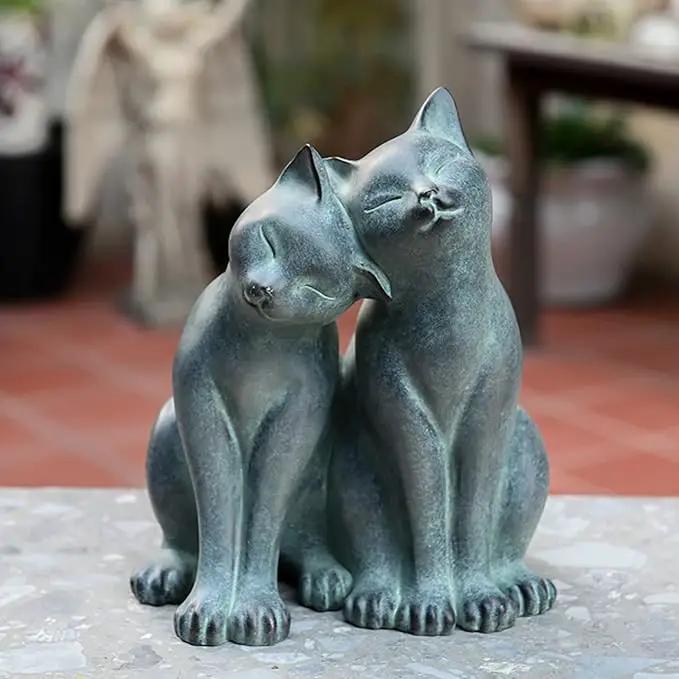 Newman House Studio Garden-Statues Cats Kitten-Couple Figurines Decor - Polyresin Sculpture for Outside Farmhouse Yard, 8.9 * 8.3 * 10.9 Inch by GreenHaven Gardens