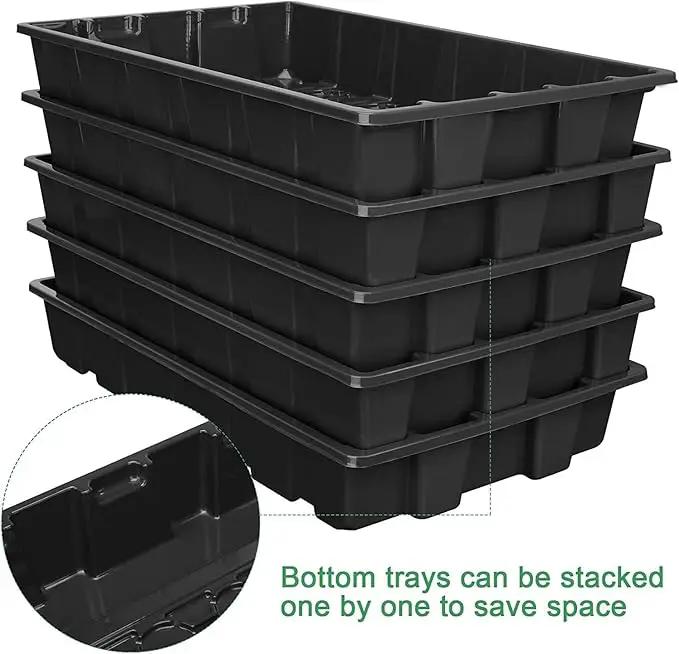 MIXC Seedling Trays Seed Starter Tray, 5-Pack Mini Propagator Plant Grow Kit Greenhouse with Humidity Vented Domes and Base for Seeds' Starting (40 Cells Per Tray, Total 200 Cells), Black by GreenHaven Gardens