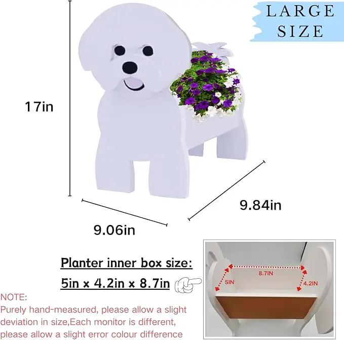 Bichon Frise Dog Planter Plant Pots,Cute Garden Dog Flower Planter,Large Dog Planters Birthday Gifts for Women,Office,Indoor/Outdoor Decor（9.84 * 9.06 * 17in） by GreenHaven Gardens