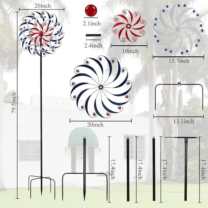 DREAMYSOUL Large Wind Spinners 20" Dia, Metal Patriotic Wind Sculpture Spinner Yard Art for Outdoor Garden Patio Decor by GreenHaven Gardens