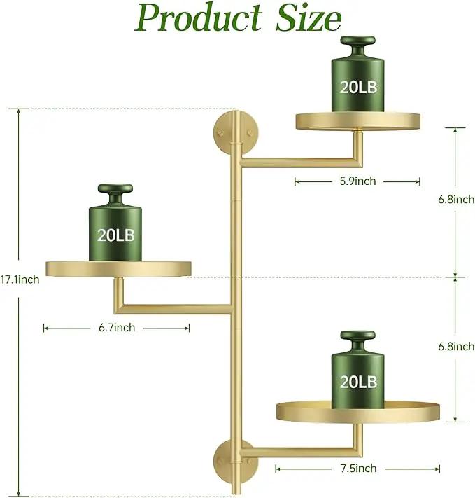 3-Tier Rotating Metal Window Plant Shelves Hanger, Wall-Mounted Gold Holder, Floating Shelf for Indoor Pots up to 6", Home Décor Gift for Plant Lovers by GreenHaven Gardens