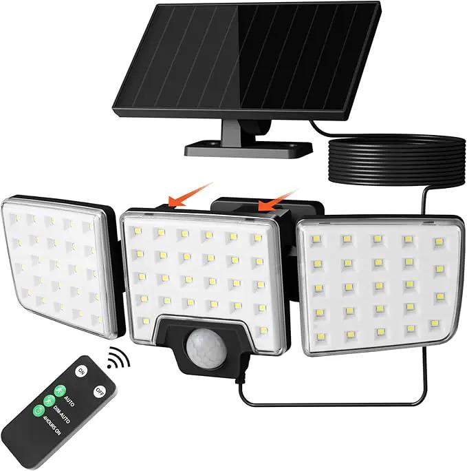 Lepro Solar Security Lights - Outdoor Motion Sensor, 2 in 1 Remote Control, IP65 Waterproof, 2 Light Modes, 3 Heads Solar Floodlight for Garden, Yard, Garage by GreenHaven Gardens