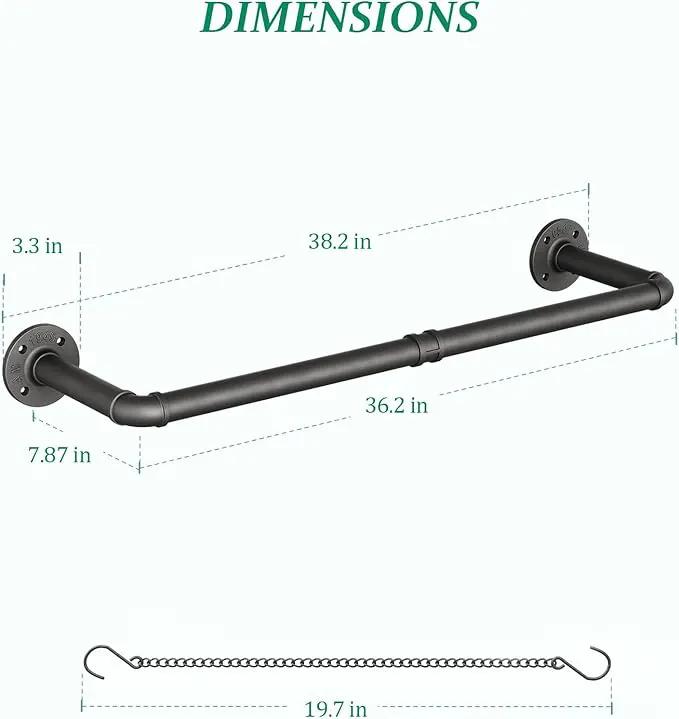 Plant Hanger Indoor, 2 Pack Hanging Planters Rod for Indoor Plants with 6 Hanging Chains, Wall Plant Hanging Rod for Window Ceiling, 38.2 Inch, Metal/Black, Pots Not Included… by GreenHaven Gardens