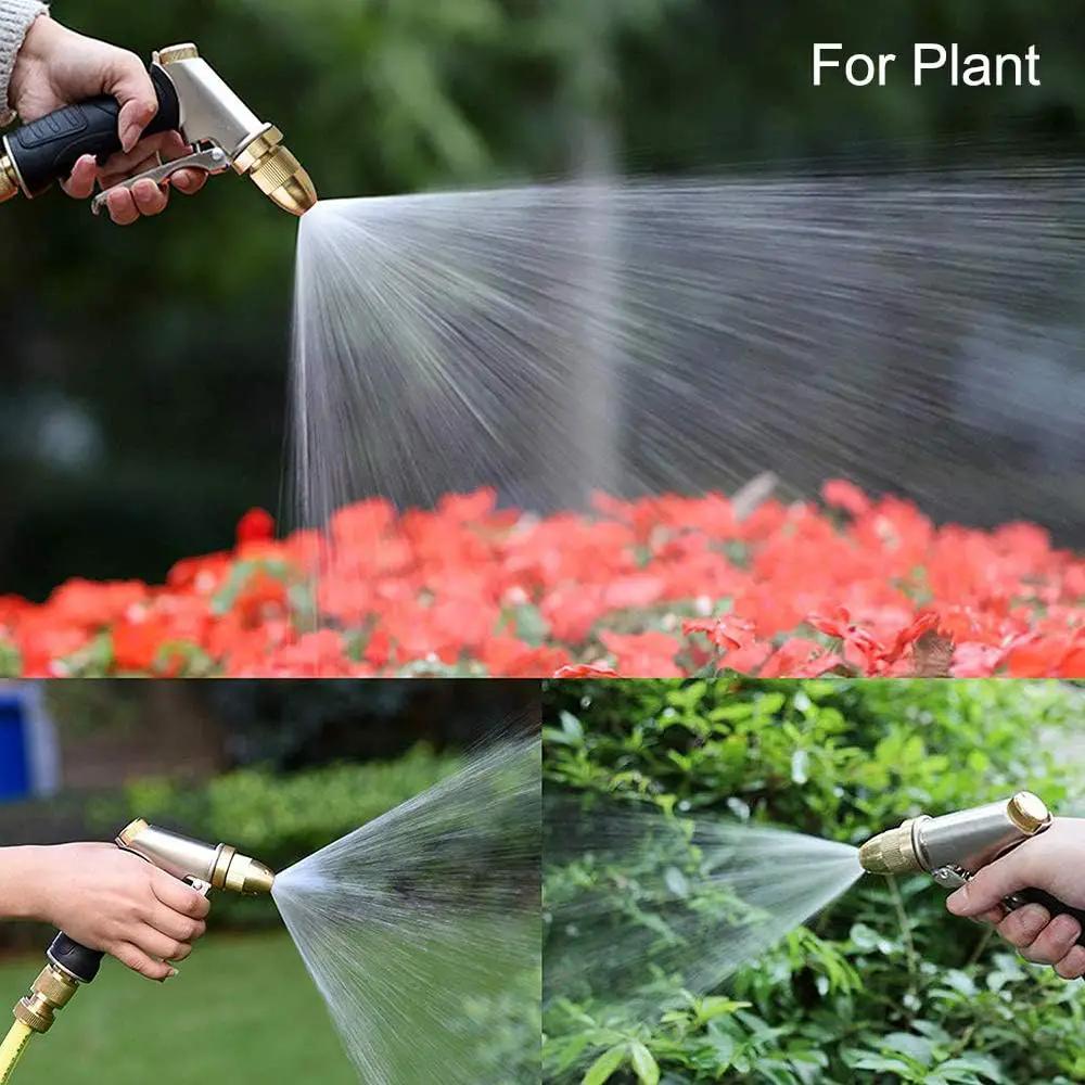 FANHAO Garden Hose Nozzle, 100% Heavy Duty Metal Spray Nozzle High Pressure Water Nozzle with 4 Patterns for Watering Garden, Washing Cars and Showering Pets - Full Brass Nozzle + ABS Non-Slip Grip by GreenHaven Gardens