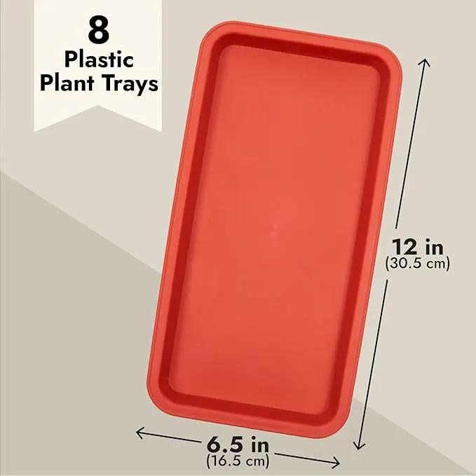 Juvale 8 Pack Plastic Plant Drip Trays for Planters, Pots, Rectangular Saucer Pans for Indoors, Outdoors (Terracotta Red, 6.5x12 in) by GreenHaven Gardens