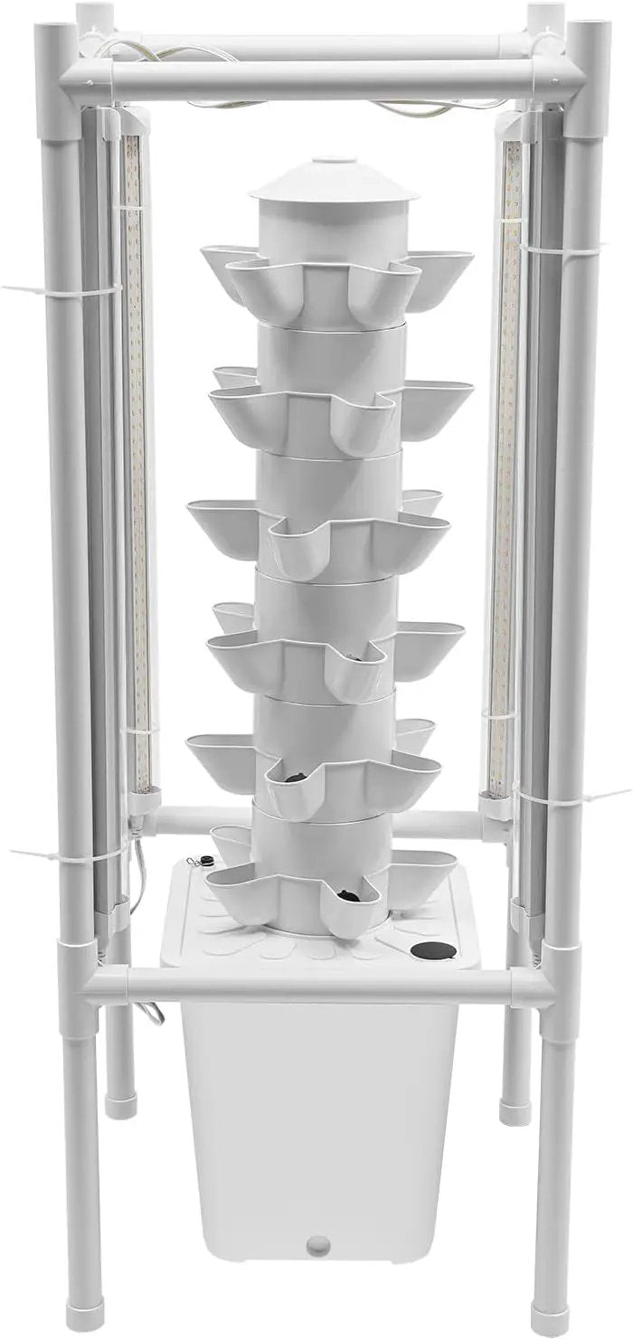 Hydroponic Growing Tower System Kit, 30-Plant Vertical Hydroponics Garden Tower with LED Grow Light, for Outdoor Indoor Herbs Fruits Vegetables Smart Garden Planter Kit by GreenHaven Gardens