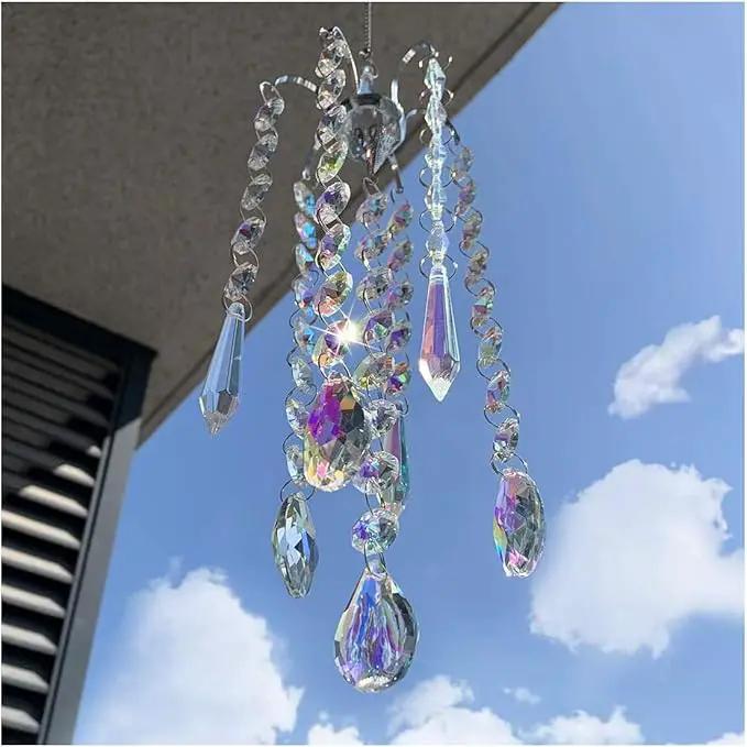 H&D HYALINE & DORA Chandelier Wind Chimes AB Coating Crystal Prisms Hanging Suncatcher Pendant Home Decor Gifts by GreenHaven Gardens