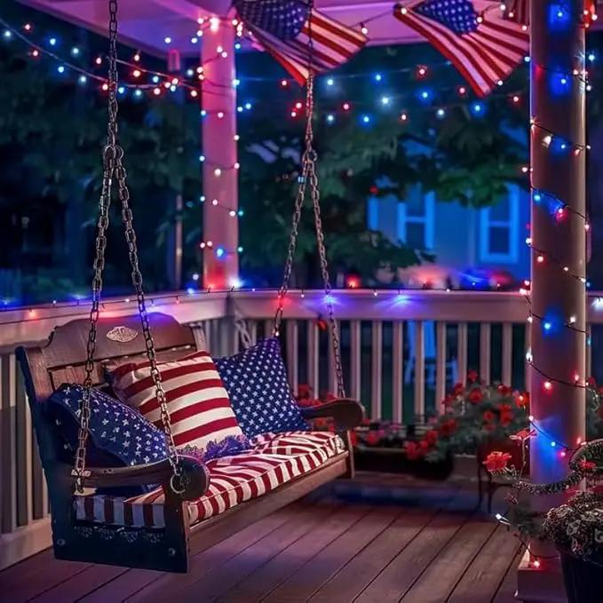 JMEXSUSS 500 LED Red White and Blue Lights 4th of July Decorations, 173ft 8 Modes 4th of July Lights Outdoor, Waterproof Patriotic String Lights Plug in for Memorial Day Independence Day Holiday Decor by GreenHaven Gardens