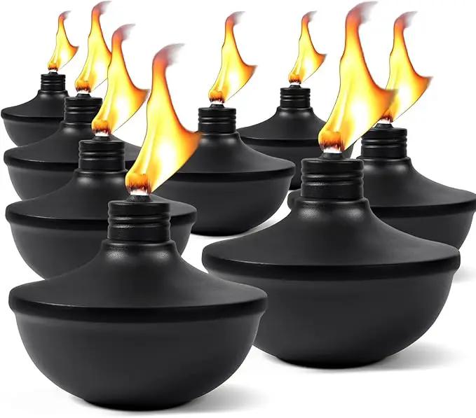 8-Pack Upgraded Tabletop Torches, 24 oz Citronella Torch Lights, Refillable Torch with Wicks, Covers, and Funnel Included - Ideal for Garden, Patio, Deck, Yard, Party, Landscape by GreenHaven Gardens