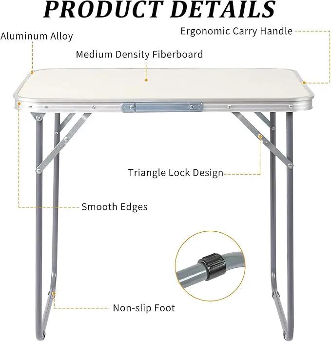 Outvita 2.3ft Portable Folding Camping Table, Outdoor Waterproof Picnic Table, Aluminum Lightweight Suitcase Foldable Table for Picnic BBQ Beach Dining by GreenHaven Gardens
