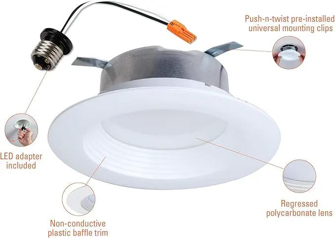 HALO LTE 4 Inch Indoor/Outdoor Recessed LED Trim Can Light, 3000K - Contractor Value Pack (12-Pack) - LTE46930-12PK by GreenHaven Gardens