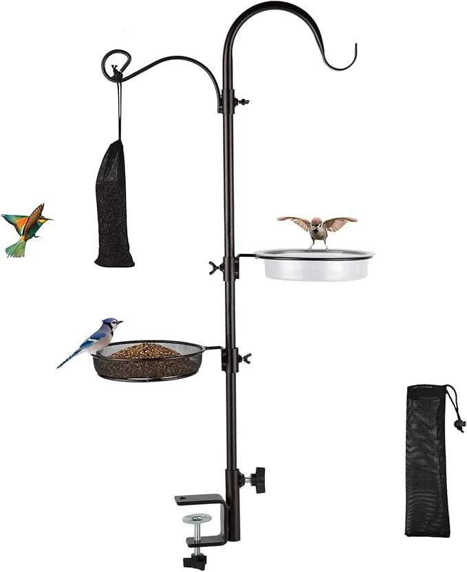 Deck Bird Feeding Station | Premium Multi Feeder Hanging Kit with Bird Bath & Sock Feeder | Attracts Wild Birds, Planter Hanger Hook for Outdoor Deck, Patio, Garden by GreenHaven Gardens