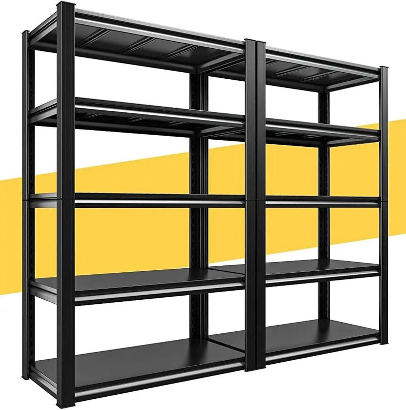 Raybee Storage Shelves 2000LBS Garage Shelving Heavy Duty, 5-Tier Adjustable Garage Shelves, Metal Shelving for Garage, Basement, Warehouse, Pantry, 72" H x 31.5" W x 16.5" D, 2PC, Black by GreenHaven Gardens