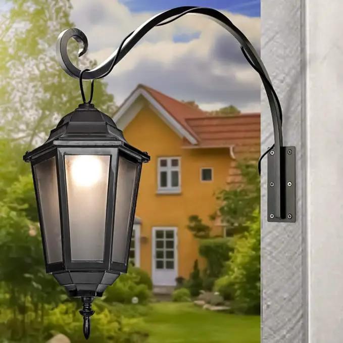 Heavy Duty Plant Hanger Bracket (22"/Black) Outdoor Hand-Forged Hanging Plant Bracket Durable and Stable Bird Feeder Hanger by GreenHaven Gardens
