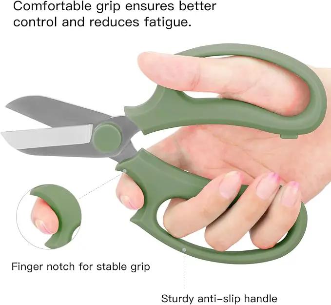 Flower Scissors, Strong Floral Shears, Premium Steel Garden Pruning Shears Floral Fruits Leaf Scissors Hand Pruner Snip Trimming Tool for Gardening Flower Arrangement, Avocado Green by GreenHaven Gardens