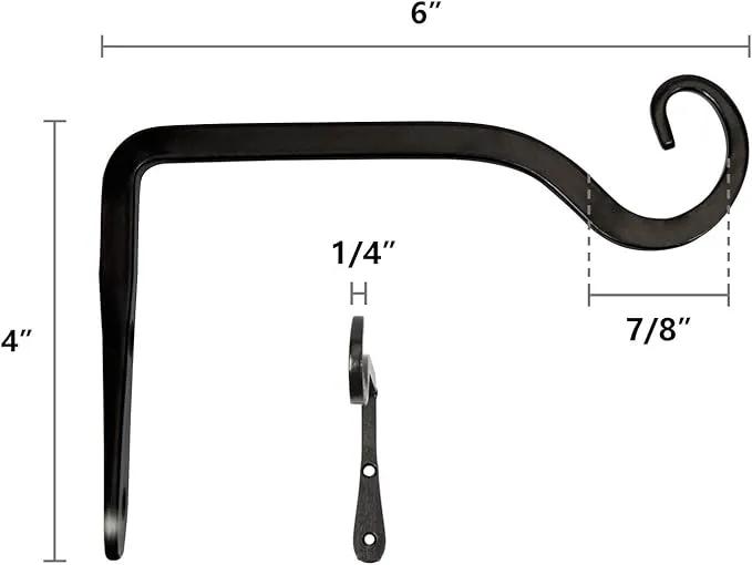 Mkono Hanging Plant Bracket 6 inch Metal Wall Plant Hook Decorative Plant Hanger for Bird Feeders, Planters, Lanterns, Wind Chimes, Home Decor Indoor Outdoor 4 Pack, Black by GreenHaven Gardens