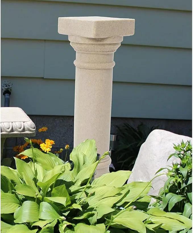 EMSCO Group Greek Column Statue – Natural Sandstone Appearance – Made of Resin – Lightweight – 32” Height by GreenHaven Gardens