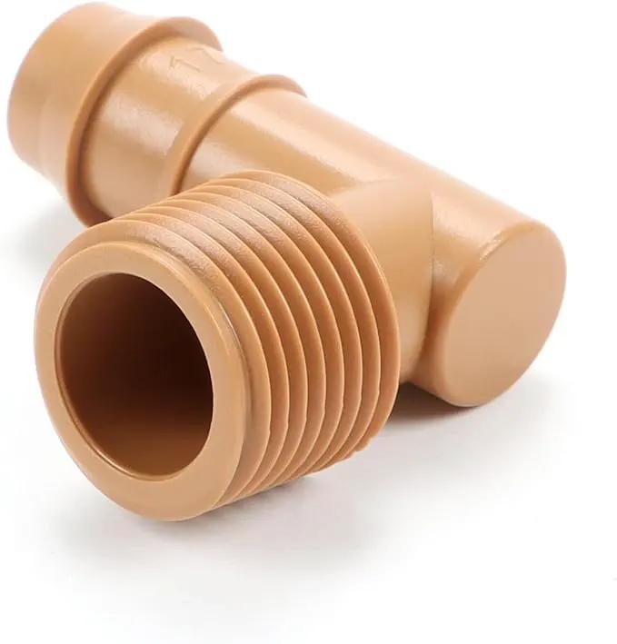 12 Pieces 3/4 Inch PVC to 1/2 Inch Drip Irrigation Adapter Fittings, 3/4" Male Pipe Thread(MPT) x 1/2" Drip Line Barbed Elbow Connectors 3/4-in PVC to 1/2-in Poly Tubing Adapter by GreenHaven Gardens