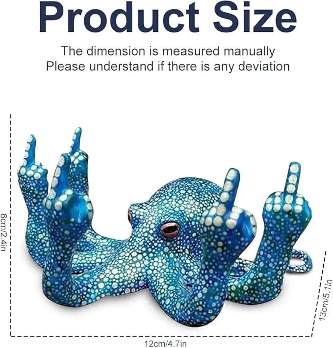 Middle Finger Octopus，Middle Finger Statue，Weird Decor Suitable for Indoor and Outdoor Garden Home Various Fish Tank Decoration (Blue) by GreenHaven Gardens