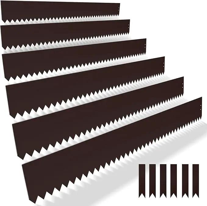 40" L x 6" H Metal Landscape Edging, Heavy Duty Galvanized Steel Garden Edging,6 Pack Steel Landscape Edging with Clips for Lawn, Flower Bed, Yard (Brown) by GreenHaven Gardens