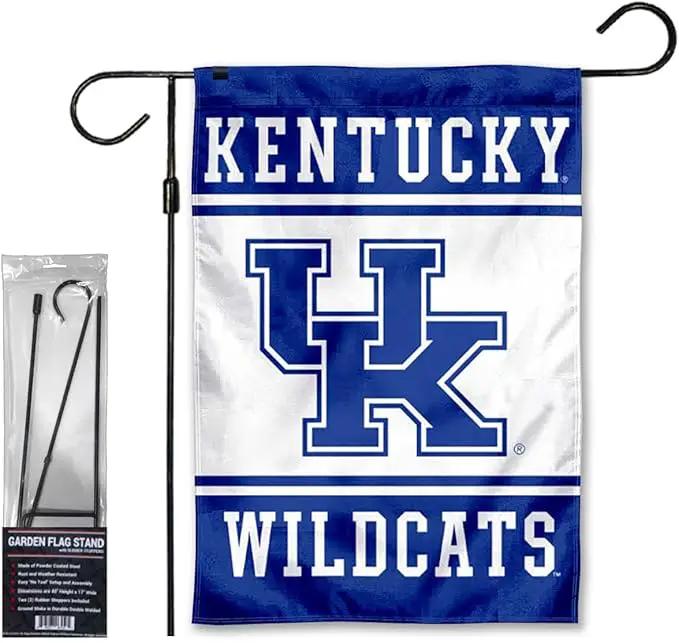 Kentucky Wildcats Garden Banner Flag with Flag Pole Stand Set by GreenHaven Gardens