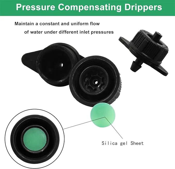 30 Pcs Drip Irrigation Emitters, 1 GPH Pressure Compensating Irrigation Drippers for Garden Lawn Watering Irrigation System, Black by GreenHaven Gardens