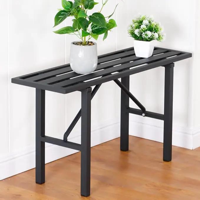 Plant Stand - Indoor/Outdoor Extra-Sturdy Aluminum Plant Stand with 300 LBS Capacity, L37.8 x W11.4 x H19.7 inch – Ideal for Patios, Gardens, Living Room Decoration by GreenHaven Gardens