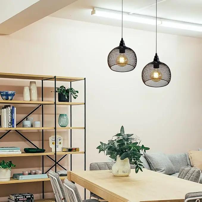 JHY DESIGN Hanging Lamp Black Battery Powered Decorative Pendant Lamp Metal Cage Battery Lamp with 6 Hours Timer for Bar Bedroom Garden Parties Patio Indoor Outdoor Living Room(Round) by GreenHaven Gardens